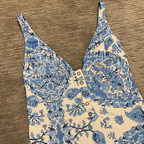 Sezane Light Blue Floral One Piece Swimsuit - Picture 3 of 6